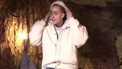 Skinny in nature's garb man Is stroking His thick knob