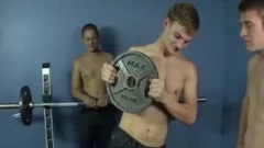 bareback gangbang And Facial Cumshots In The Gym For Bukkake boy