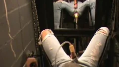 Machine pounded Thru 501's Milked To cum