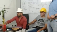 three Workers bang And wank Each Other