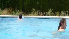 Three legal age teenagers Barebacking By The Pool