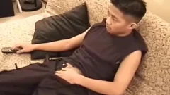 Hairy and young asian gay masturbating solo
