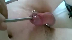 Sounding Pierced cock With A Buddy Helping Out