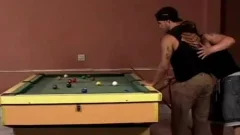 Exotic chap Rides A large palpitating ramrod On A Pool Table