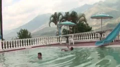 Two lovely guys take up with the tongue arse By The Pool