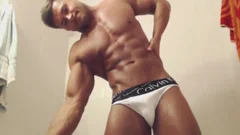 Muscle Hunk In Briefs Jerks Off