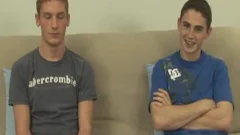 Wanking in company with skinny young twink
