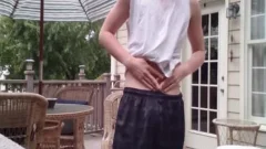 non-professional twink Cole Stroking outside