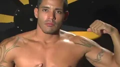 lusty Latin guy In Leather Playing With A dildo