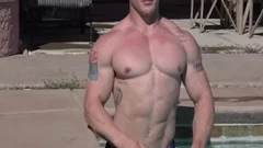 Bodybuilder Posing Outside