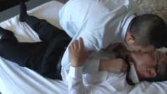 old Businessmen Having Some pleasure In A Hotel Room