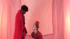 blond boy Rides A dark 10-Pounder