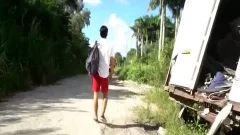 Hitchhiking Frat lad tied, Abused, And poked