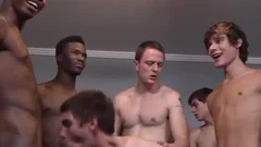 twink gets Bukkake At fine orgy