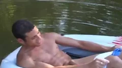 latin tasty twinks in a raft jerks howdys cock till he c..