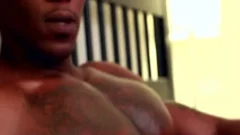 Large Muscle boy With Colossal darksome Tool Jerking get (ones) Tip moist.