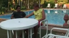 Interracial couple having sex