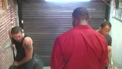 Two darksome Janitors plowing A White man In The butthole