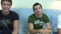 sexy three-some sucking & jerking off
