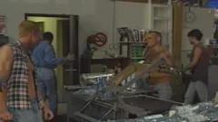 Three mans deep throat And pound Each Others butt holes!
