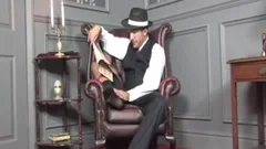Suited guy Cums On His Socks