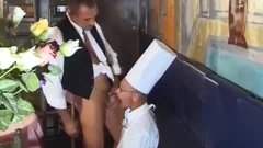 Chef pokes Daddy Waiter bare