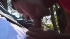 Two homosexual dudes slamming And sucking In The Woods