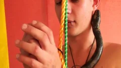 This legal age teenager Masturbates With A False Snake