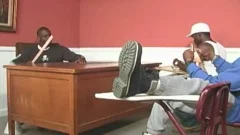 A White guy Shared By Three darksome guys