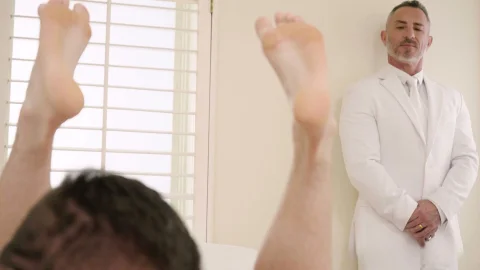 Smooth skin twink gets dominated by daddies