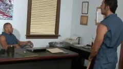 homosexual Cleaning men plowing In The Office