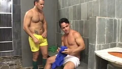 naughty youthful twink Gives rimming To His friend In The Locker Room