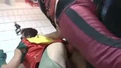 Harley Quin pounds Robin