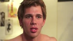 brunette teen bare With sperm In ass