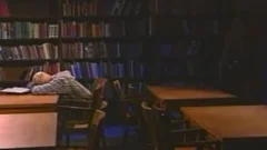 Vintage Muscled mans In Leather Stretching pooper In Quiet Library
