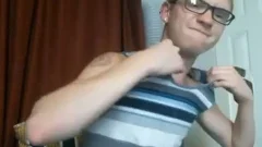 Nerdy gigantic dong twink likes Fleshlight