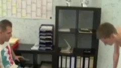 Two lustful twinks Office Break pooper boning