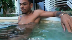Two Hungry Boys in the Resort Pool