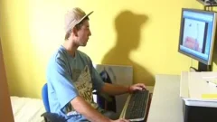 young dirty man Stroking Hard lengthy penis In Room