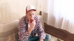 A blond guy Touches Himself For Us