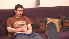 Skater twink wanking whilst Being pounded In The wazoo With A dildo