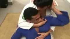 brawny man blows his cum On chap's Chest