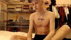 Blond twink Shows It Off