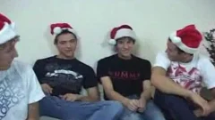 Skinny Xmas teens plowing In group