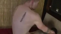 Tattooed gay Double anal - Factory video