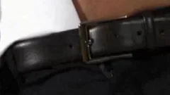 Wanking along with muscled wearing suit
