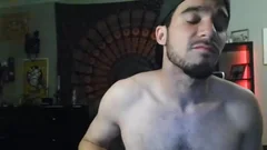 hairy dude Masturbates Until he cums On His Desk