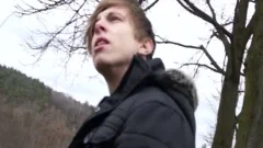 Euro twink amateur Barebacked outside