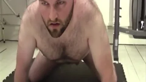 Rugby Bear Jerks Off In Locker Room