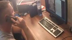 Shaved european couple gets a buzz out of wanking